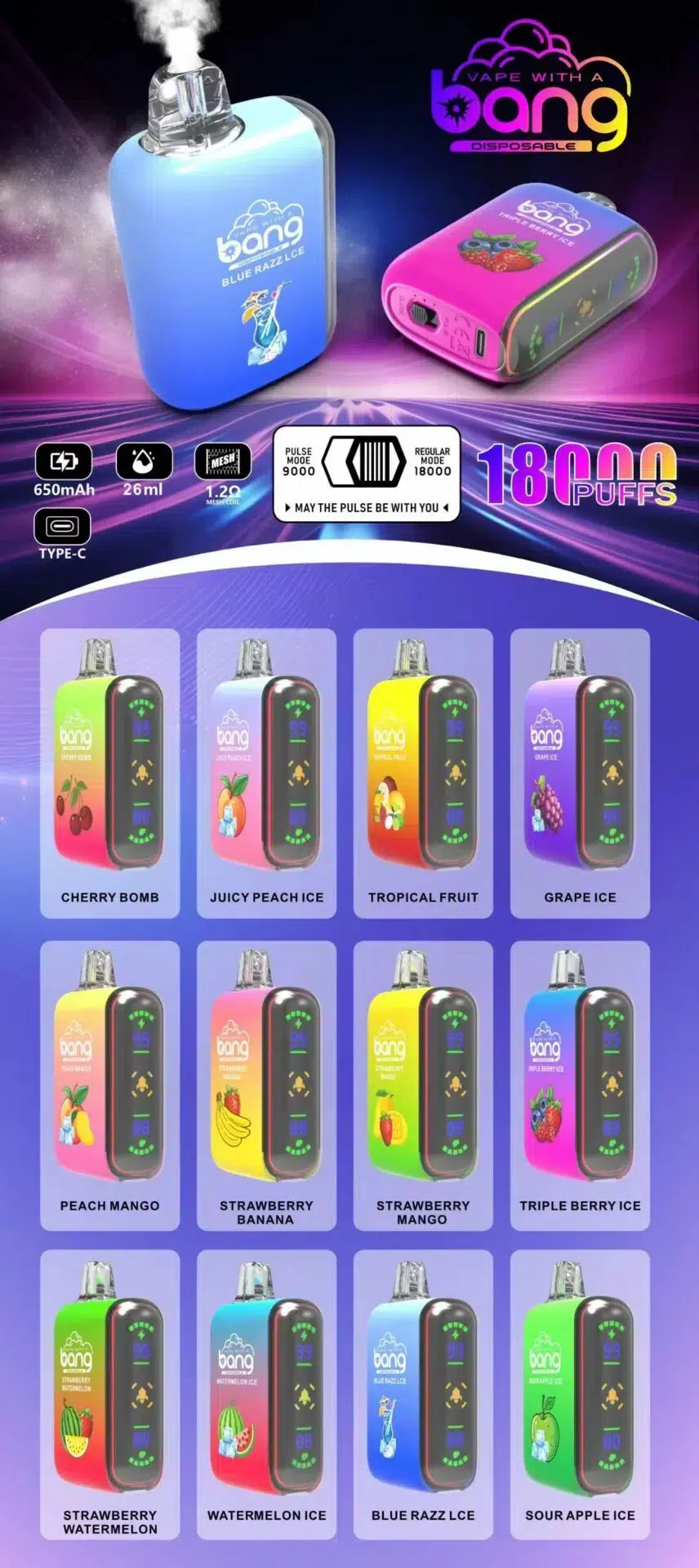 Bang 18000 Puffs Dual Mesh Digital Box 20