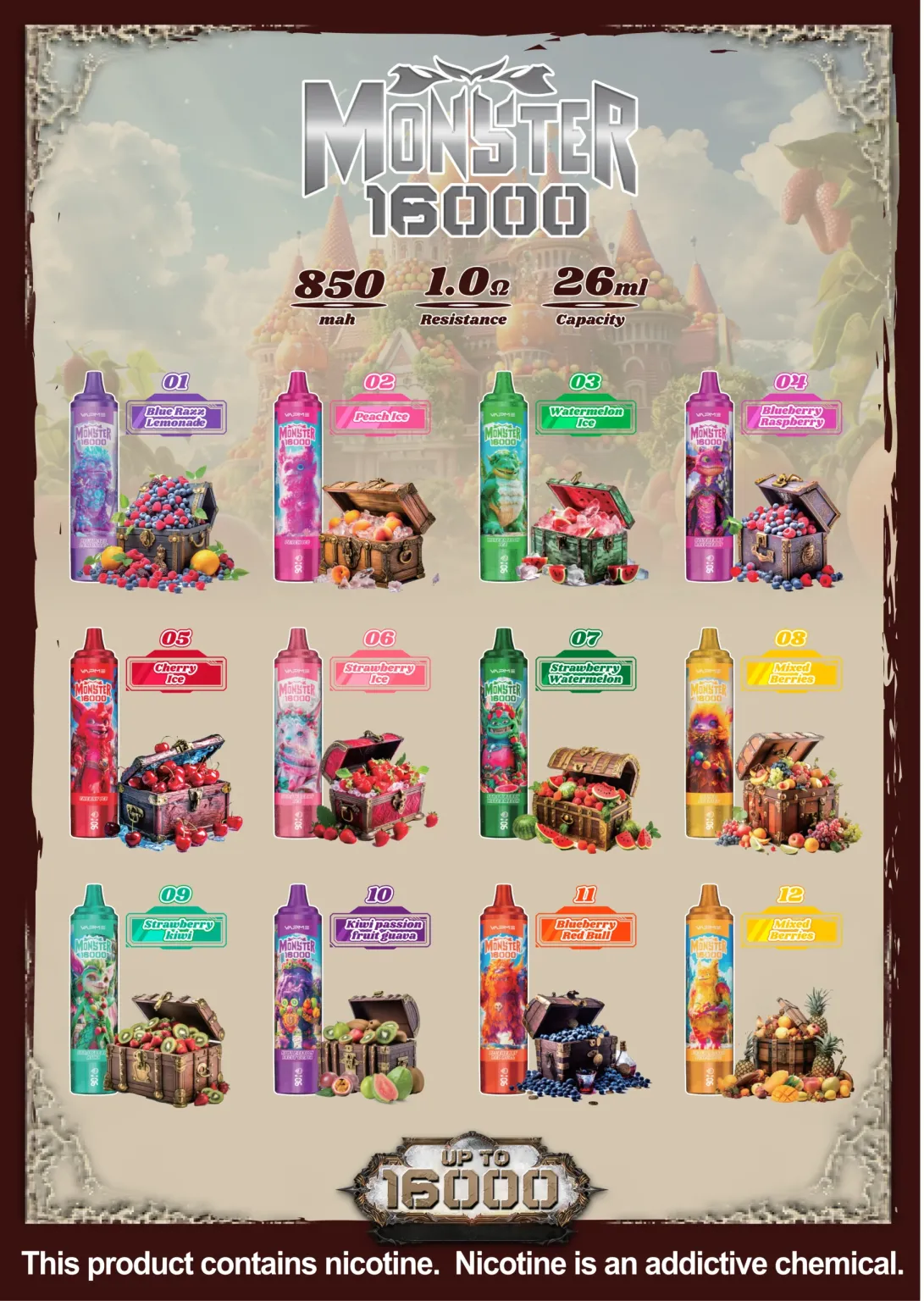 VAPME Monster 15000 Puffs 8 масштабов 1 1