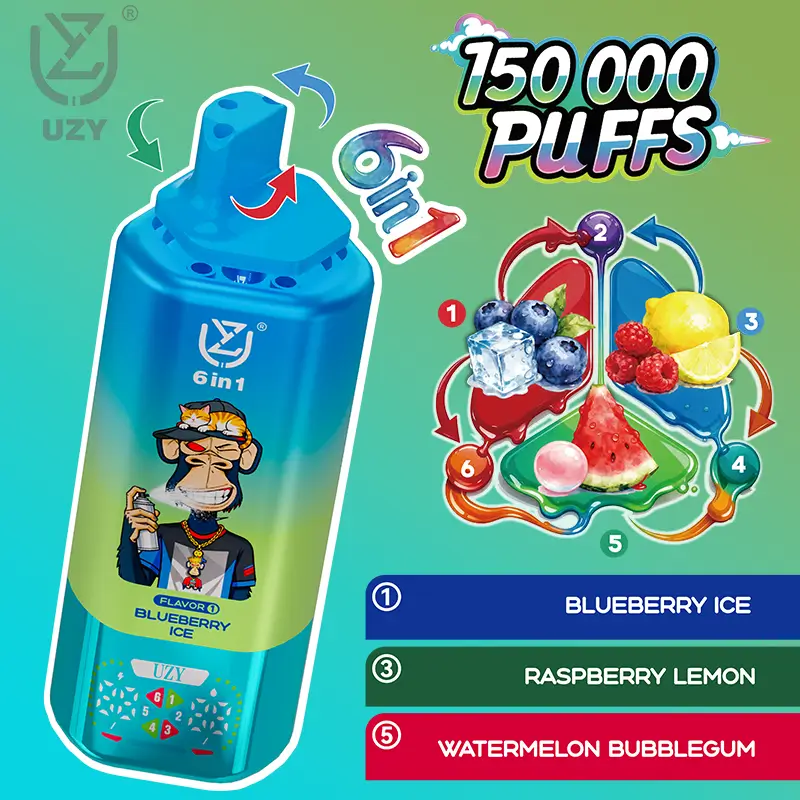 UZY 150000 150K Puffs 6 IN 1 Flavors Disposable Vape UZY 150000 150K Puffs 6 IN 1 Flavors Disposable Vape